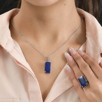 Lapislazuli Schmuckset  Edelstahl ca. 28,53 ct.