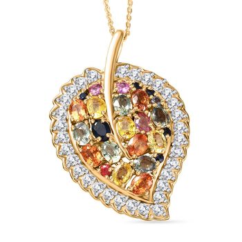 D'Joy Mehrfarbig Saphir, Blauer Saphir Schmuckset ca. 50 cm 925 Silber 750 Gelbgold Vermeil ca. 5.84 ct