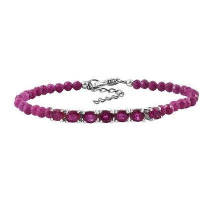 Afrikanischer Rubin (Fissure gef&uuml;llt) Armband ca. 18 cm + 3.5 cm Extender 25 Silber platiniert ca. 17.79 ct