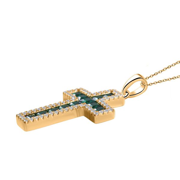 LUSTRO STELLA - Gr&uuml;ner Zirkonia Anh&auml;nger mit Kette, 925 Silber vergoldet ca. 2.78 ct image number 2