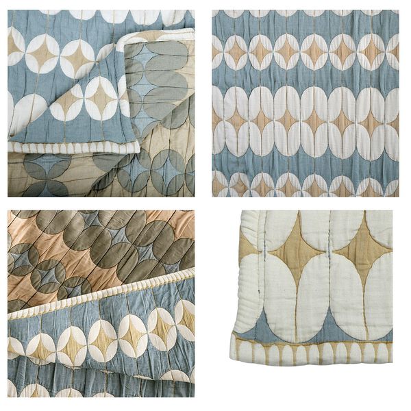 Luxus Jacquard Decke, fein gemustert, 2200 g Poly F&uuml;llung, 200 x 230 cm, Blau Wei&szlig; image number 7