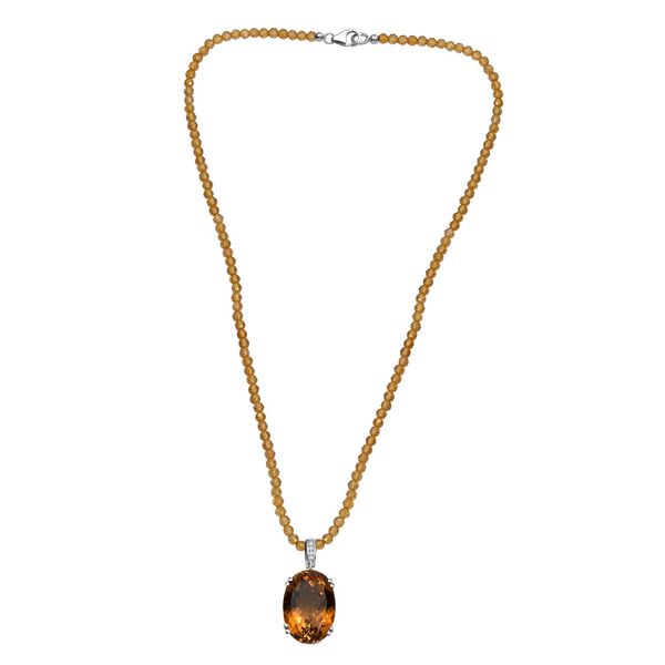 Citrin und Zirkon Anhänger mit 50cm Kette - 80,57 ct. image number 4