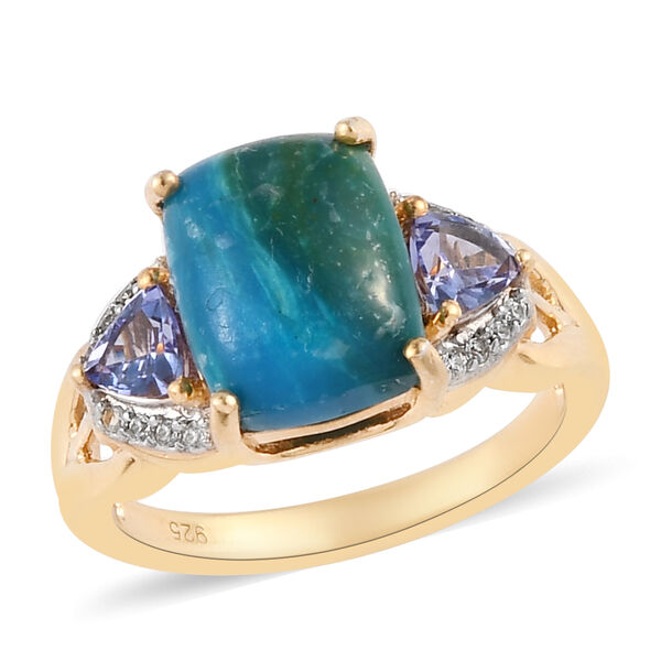 Opalina und Tansanit Ring 925 Silber vergoldet  ca. 3,22 ct image number 4