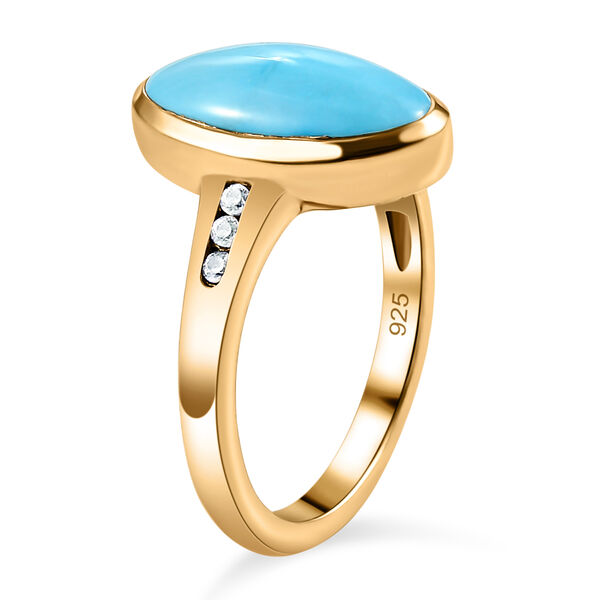 Amerikanischer, natürlicher Sleeping Beauty Türkis und Zirkon-Ring - 3,30 ct. image number 5
