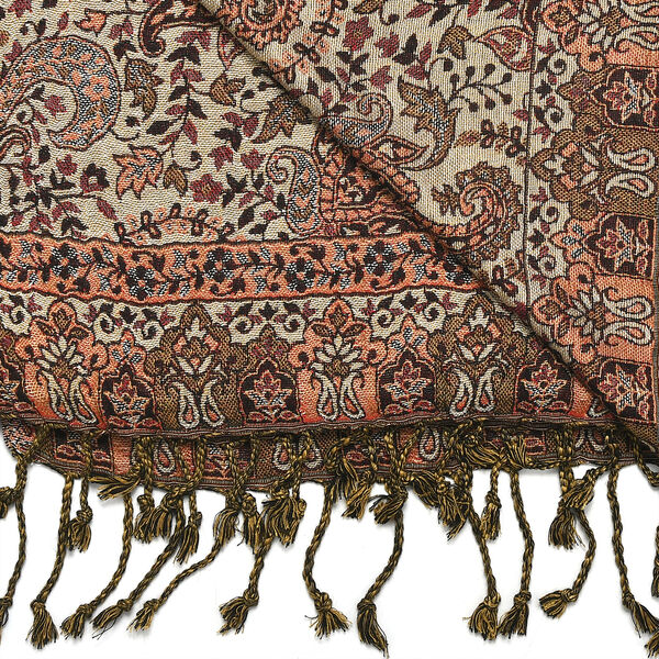Jamawar-Schal, 3-Schiffchen-Webung, 70x200 cm, Paisley image number 7