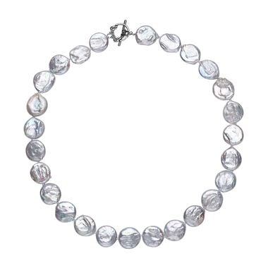 Weiße Keshi Perlen-Halskette in Silber, 50 cm, 225,00 ct.