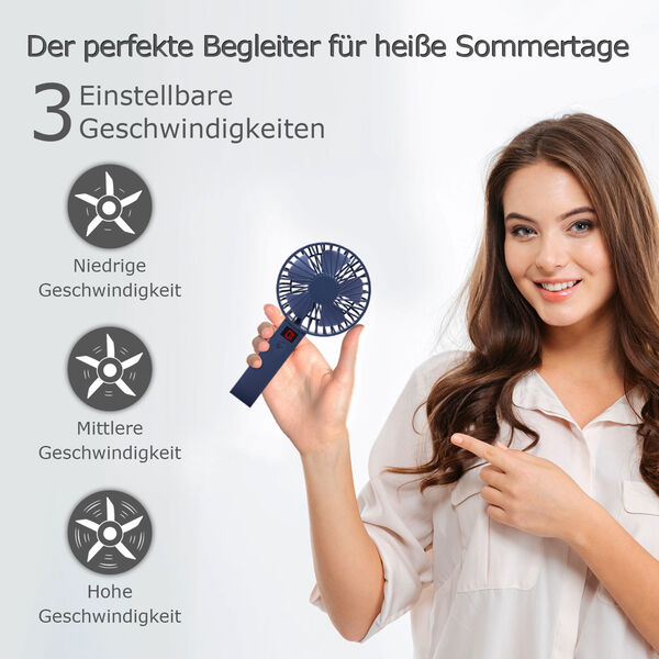Mini-Ventilator mit 5 Lüfterflügeln und USB-Kabel, Blau image number 3