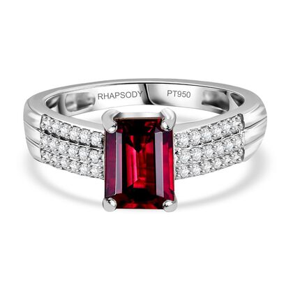 RHAPSODY AAAA Rubellit, Wei&szlig;er Diamant Ring 950 Platin (Gr&ouml;&szlig;e 20.00) ca. 1.78 ct