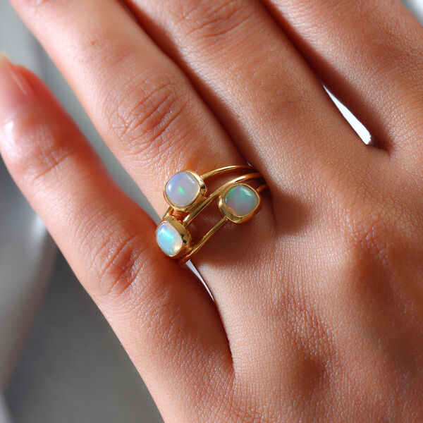 Natürlicher, äthiopischer Opal-Ring, 925 Silber vergoldet 0 c ca. 1,10 ct image number 3