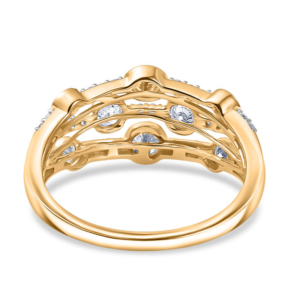 LUXURIANT SGL zertifizierter SI-GH Labor Diamant Ring, 925 Silber 750 Gelbgold Vermeil - 1 ct. image number 5