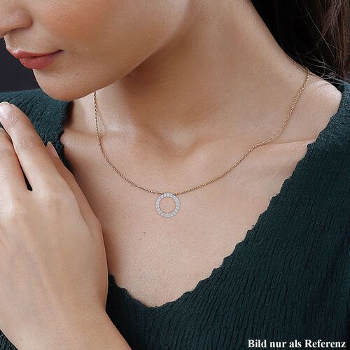 LUXURIANT SGL zertifizierter SI-GH Labor Diamant Anhänger mit 50cm Kette, 925 Silber 750 Gelbgold Vermeil - 2 ct. image number 2