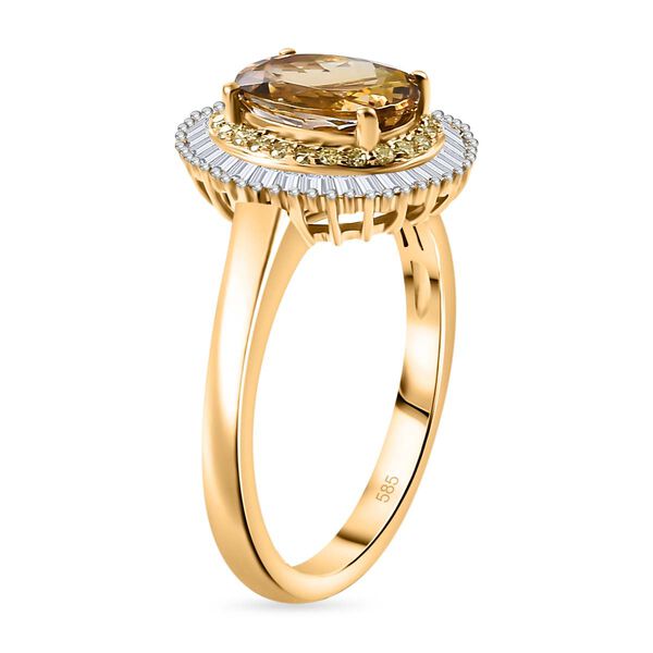 AAA natürlicher goldener Tansanit, gelber und weißer Diamant Ring in 585 Gold - 2,33 ct. image number 5