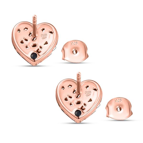 GP Heart Kollektion - Nat&uuml;rliche Champagner-Diamant und blaue Saphir-Cluster-Ohrstecker in Silber mit Ros&eacute;gold Vermeil - 0,50 ct. image number 5