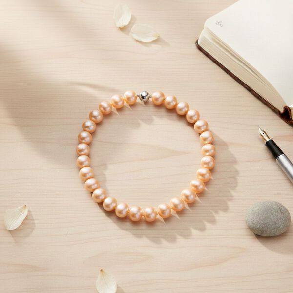 Goldene Farbe Muschelkernperle (19 mm) Halskette ca. 50 cm 316L Edelstahl image number 2