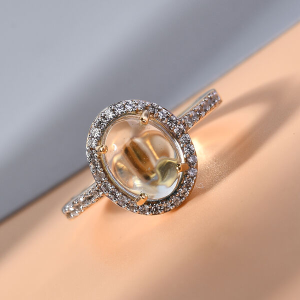 Blau Topas und Zirkon Ring 925 Silber vergoldet  ca. 3,16 ct image number 2