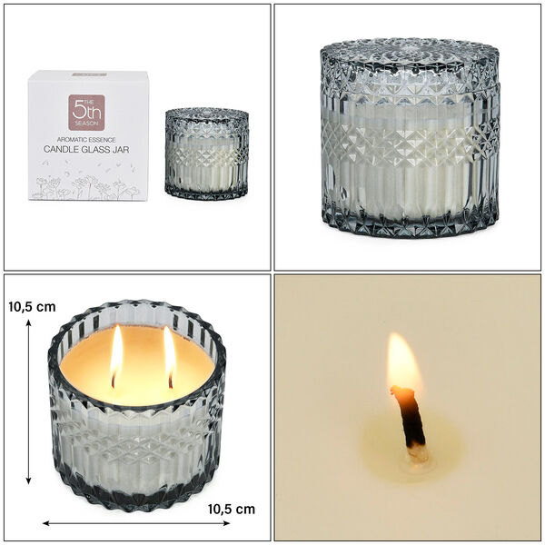 Handgefertige Duftkerze im Glasgef&auml;&szlig;, 50h Brenndauer, Grau image number 5