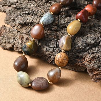 Mehrfarbiger Achat Halskette ca. 45 cm Messing ca. 400.00 ct