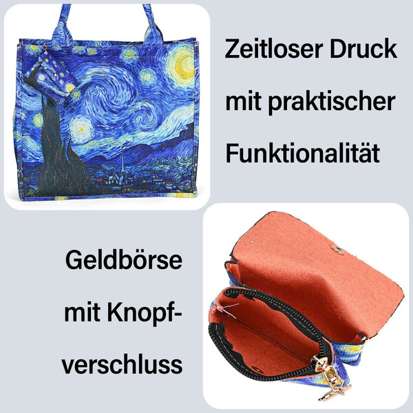 2er Set Shopper und Geldb&ouml;rse - Sternennacht Gem&auml;lde image number 3