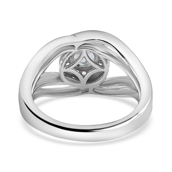 TUCSON FIND - Nat&uuml;rlicher AA Aqua Kyanit, Wei&szlig;er Zirkon Ring 925 Silber rhodiniert (Gr&ouml;&szlig;e 19.00) ca. 0.81 ct image number 6