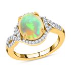 Natürlicher Äthiopischer Opal und Zirkon Halo Ring 925 Silber Gelbgold Vermeil image number 3