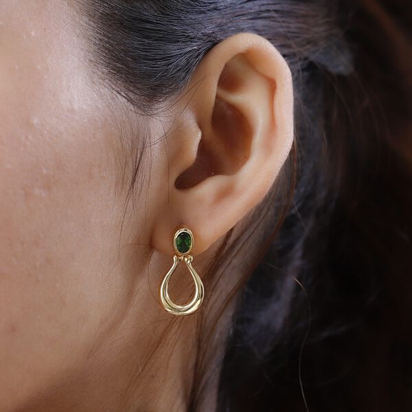 Nat&uuml;rliche Chromdiopsid Ohrringe, 925 Silber vergoldet ca. 0.93 ct image number 3