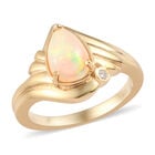 Natürlicher Äthiopischer Opal und Diamant Ring 925 Silber vergoldet  ca. 0,90 ct image number 3