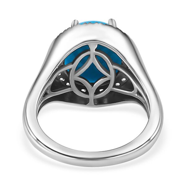 Amerikanischer nat&uuml;rlicher Sleeping Beauty T&uuml;rkis, wei&szlig;er Zirkon Ring, 925 Silber platiniert (Gr&ouml;&szlig;e 16.00) ca. 4.53 ct image number 5