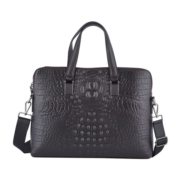 Crossbody-Tasche aus 100% echtem Leder, Gr&ouml;&szlig;e 37x7x28 cm, Dunkelbraun