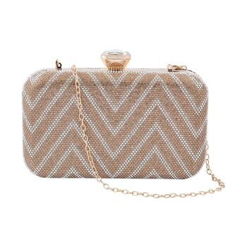 Moderne Clutch verziert mit facettierten Kristallen, 20x4x2cm, Zick Zack