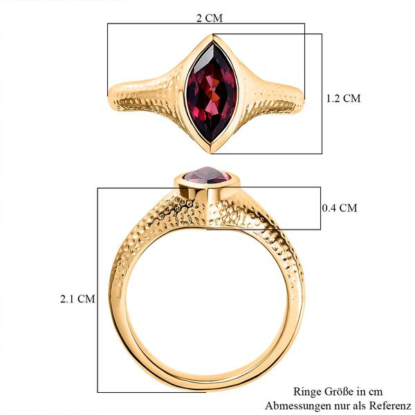 AAA Orissa Rose Granat Ring, 925 Silber Gelbgold Vermeil (Gr&ouml;&szlig;e 16.00) ca. 1.26 ct image number 7