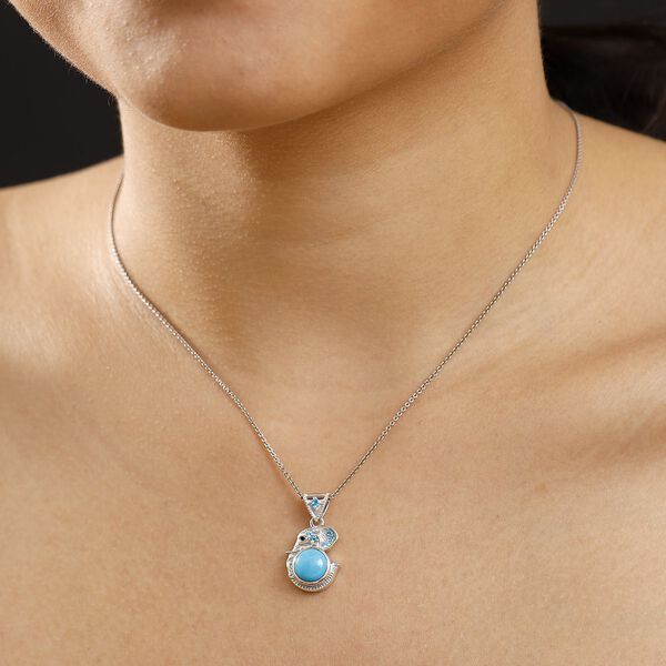 AA Sleeping Beauty Türkis, Neon Apatit Anhänger 925 Silber rhodiniert ca. 2.06 ct image number 3