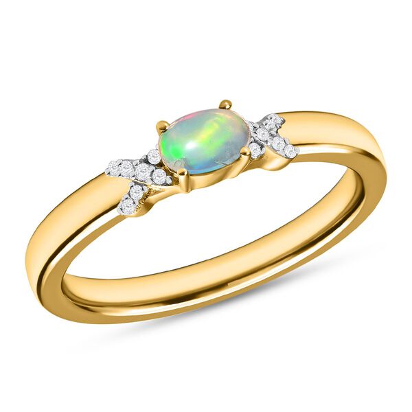 AA nat&uuml;rlicher, &auml;thiopischer Welo Opal und Zirkon-XO-Ring - 0,43 ct. image number 4