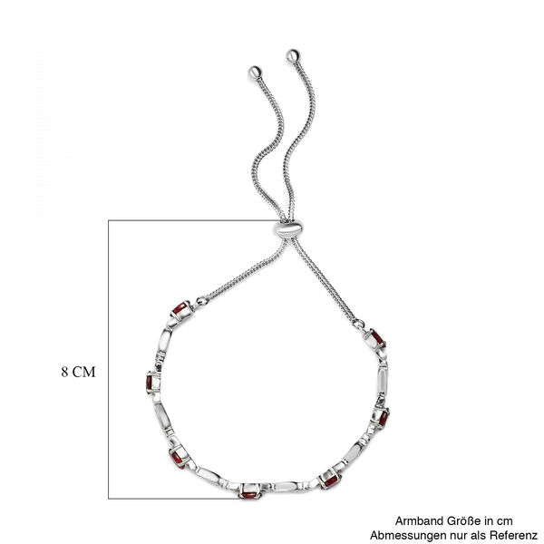 Verstellbares, rotes Granat-Armband, ca. 26.75 cm, Edelstahl, ca. 3,87 ct image number 5