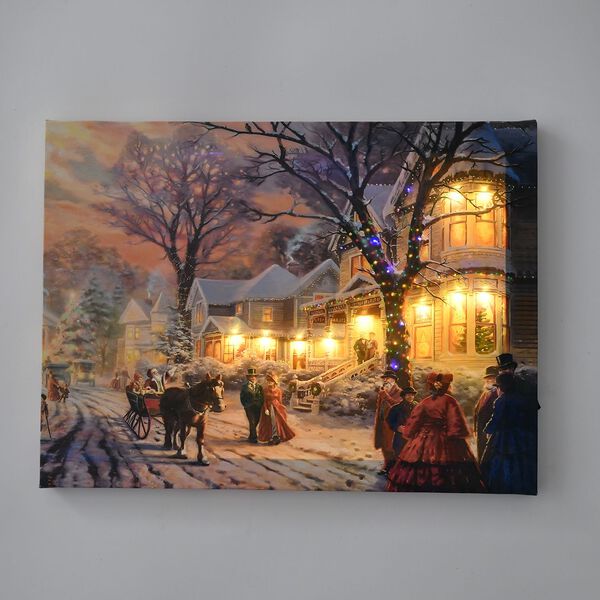 Winterlandschaft mit Pferdekutsche - Leinwandbild mit LED-Beleuchtung, 30x40x1,8 cm image number 2