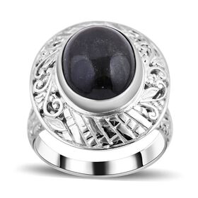 Royal Bali - Schwarz Stein Diopsid Ring, 925 Silber (Größe 16.00) ca. 10.27 ct