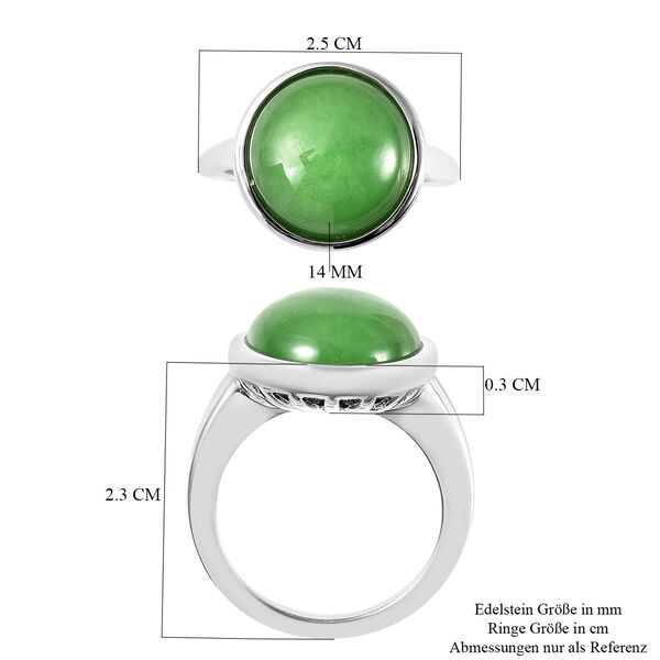 Grüne Jade Solitär Ring 925 Silber Rhodium-Überzug image number 6