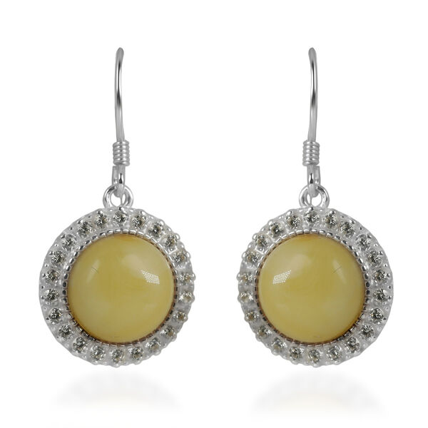 Bernstein, Zirkonia Ohrringe 925 Silber