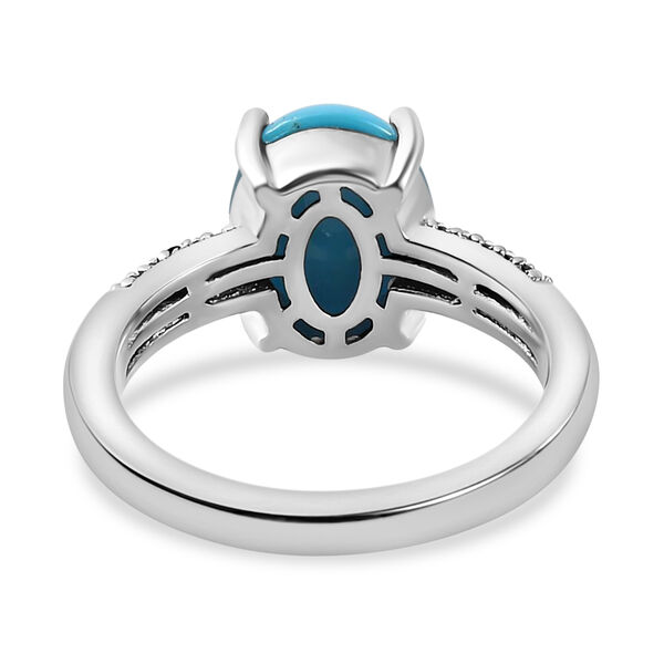 Nat&uuml;rlicher Sleeping Beauty T&uuml;rkis und Zirkon Solit&auml;r Ring 925 Silber Platin-&Uuml;berzug image number 6