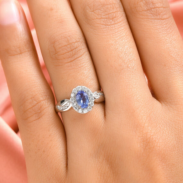 Tansanit und Zirkon Ring 925 Silber platiniert  ca. 1,04 ct image number 3