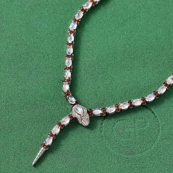 GP Trionfo Kollektion- AAA Regenbogen Mondstein, Mosambik Granat, Zirkon und blaue Saphir 45cm Halskette - 11,31 ct.