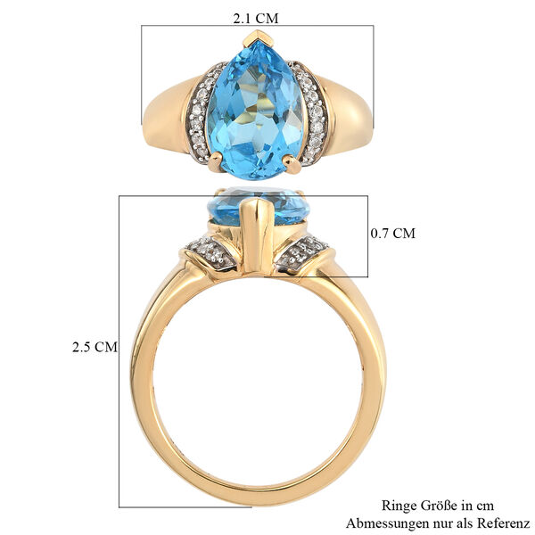 Schweizer Blautopas und Zirkon Ring 925 Silber vergoldet  ca. 3,63 ct image number 7