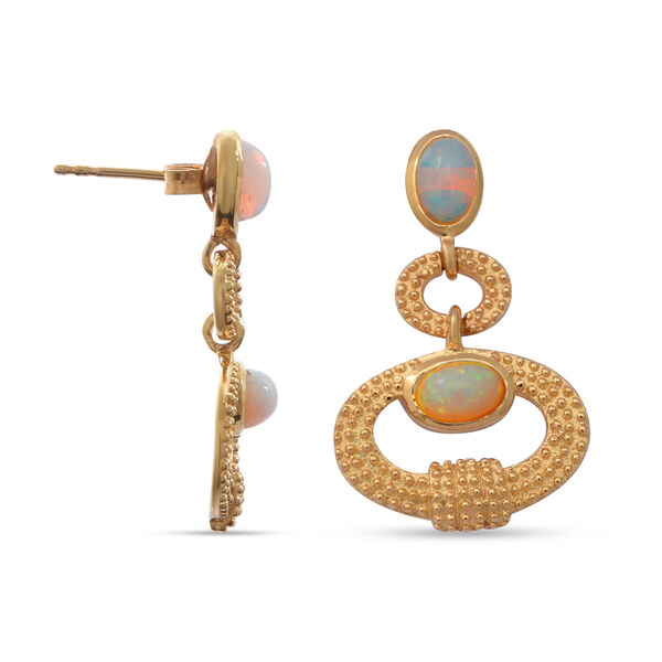 Natürlicher Äthiopischer Opal Ohrhänger 925 Silber vergoldet ca. 1,44 ct  image number 3