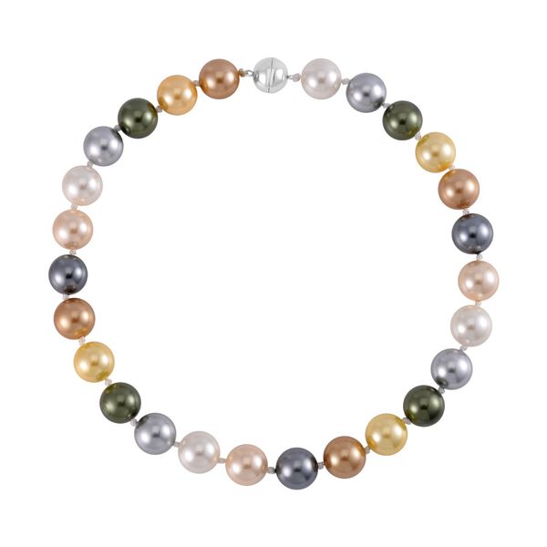 Rosa Muschelkernperle Halskette ca. 50 cm Reiner Edelstahl image number 3