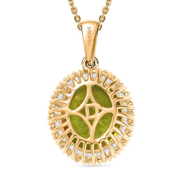 DAS GRößTE PERIDOT ANGEBOT DES JAHRES - D'Joy AAA Peridot, Weißer Diamant Schmuckset ca. 50 cm 925 Silber 750 Gelbgold Vermeil ca. 5.36 ct image number 4