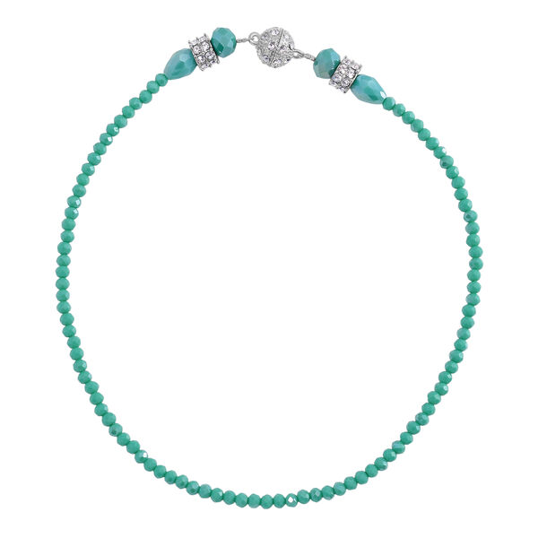 2er Set - gr&uuml;n Kristall, Wei&szlig;er Kristall Halskette und Ohrringe image number 4