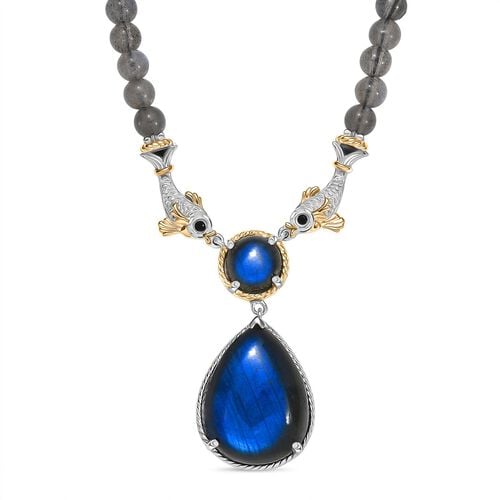 D'Joy AAA Labradorit Halskette ca. 45 cm 925 Silber Rhodiniert und 750 Gelbgold Vermeil ca. 65,52 ct. image number 0