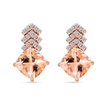 LUXORO zertifiziert und gepr&uuml;ft AAA Marropino Morganit und Diamant Ohrringe in 417 Ros&eacute;gold - 2,70 ct.