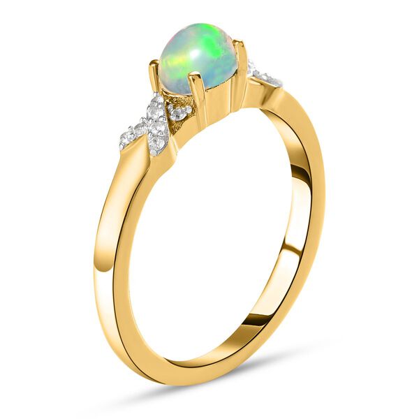 AA nat&uuml;rlicher, &auml;thiopischer Welo Opal und Zirkon-XO-Ring - 0,43 ct. image number 5