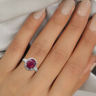Niassa Rubin und Zirkon Halo Ring 925 Silber Platin Überzug image number 1