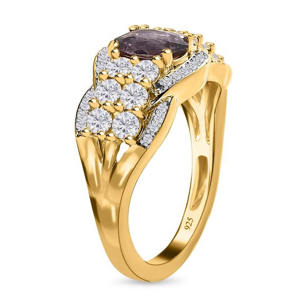 AA Natürlicher Tansanischer Lavendel-Spinell, Weißer Zirkon Ring, 925 Silber Gelbgold Vermeil (Größe 17.00) ca. 2.19 ct image number 5
